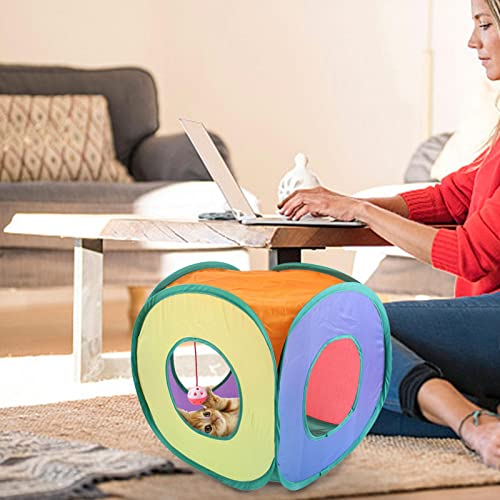 Ykop Cubo de Gato para Gatos de Interior, túneles de Gato en el Interior, Tienda de campaña Plegable para Gatos Juguete Divertido para Gatos Casa de Gato para Interiores Cueva escondida para Gatos