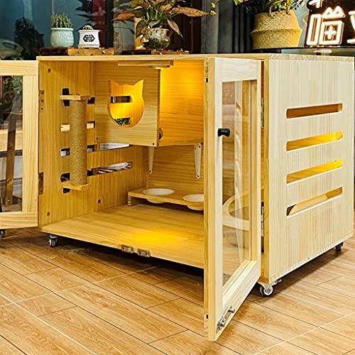 YNSHOP Casa De Madera para Gatos Gabinete De Mascotas para Gatos Casa De Lujo para Gatos Jaula De Cría De Gatos Domésticos Criaderos De Madera Material De Madera De Pino
