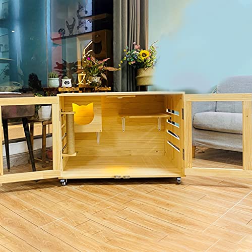 YNSHOP Casa De Madera para Gatos Gabinete De Mascotas para Gatos Casa De Lujo para Gatos Jaula De Cría De Gatos Domésticos Criaderos De Madera Material De Madera De Pino
