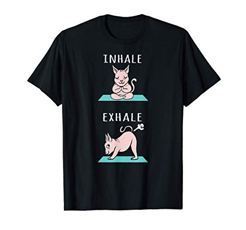Yoga Inhale Exhale Gato Esfinge Mascota Camiseta