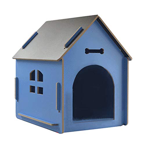 YOT Perro Gato casa Interior al Aire Libre con Ventana Mascota Tronco Cabina Kennel casero Muebles Mascotas para pequeños Animales Grandes Grandes (Color : Blue, Size : Small)