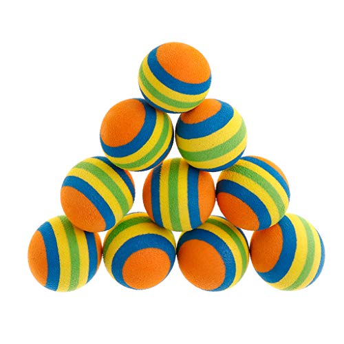 YU-HELLO - Juego de 10 bolas de arcoíris para mascotas, juguetes de goma EVA, suaves, interactivos, para gatos, perros, cachorros, gatitos, divertidos, coloridos, para masticar pelotas de mascotas