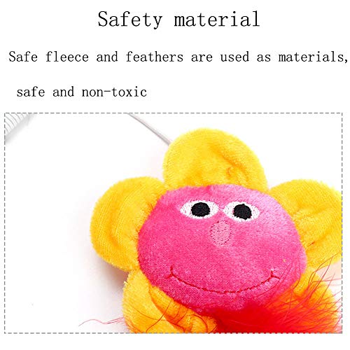 YUEBAOBEI Cat Cat Teaser Toy Caña De Pescar Juguetes Interactivos Gato Wand Juguetes Gusanos del Gato De Juguete con La Flor De Sun Cat Wand Juguete Divertido del Palillo del Gato,Rojo