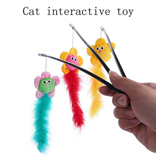 YUEBAOBEI Cat Cat Teaser Toy Caña De Pescar Juguetes Interactivos Gato Wand Juguetes Gusanos del Gato De Juguete con La Flor De Sun Cat Wand Juguete Divertido del Palillo del Gato,Rojo