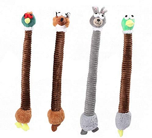 YZ-YUAN 4 Piezas de Cuello Largo con Forma de Animal, muñeco de Peluche, Juguete para Perros, Limpieza de Dientes, molares, Entretenimiento, Accesorios interactivos para Mascota