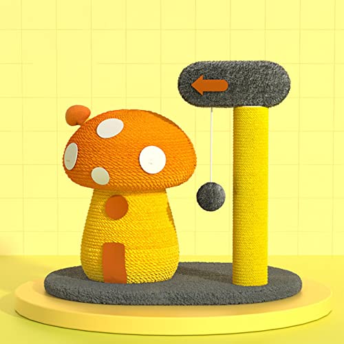 Zayaa Postes rascadores para Gatos de Interior, Poste rascador para Gatos con Cuerda de sisal, Poste rascador con Forma de árbol para Gatos en Forma de Hongo con Bola Colgante, Juguetes interactivos