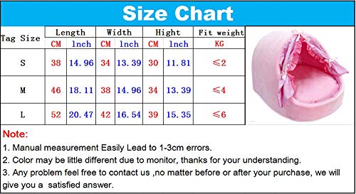 zhxinashu Cálido y Lindo Perro para Mascotas Nido Estilo Princesa Cómoda Cama Lavable Cachorros(Rosa/S 38 * 34 * 30)