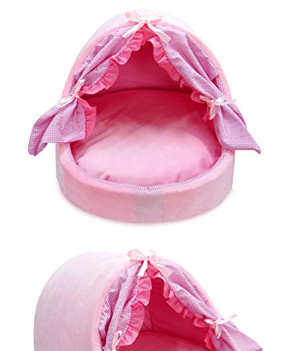 zhxinashu Cálido y Lindo Perro para Mascotas Nido Estilo Princesa Cómoda Cama Lavable Cachorros(Rosa/S 38 * 34 * 30)