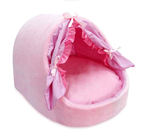 zhxinashu Cálido y Lindo Perro para Mascotas Nido Estilo Princesa Cómoda Cama Lavable Cachorros(Rosa/S 38 * 34 * 30)
