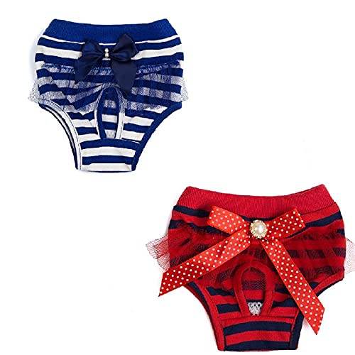 ZNYLX Pañales Lavables para Perras Pañales para Perro Sanitarios Fisiológicas 2 Piezas Mujer Mascota Perro Cachorro Pañal Pantalones Fisiológico Sanitario Corto Pañal Ropa Interior L