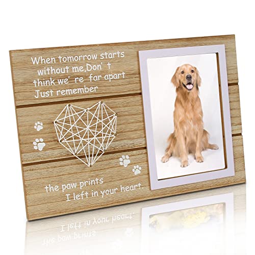 zootop Marco de Fotos conmemorativo de Mascotas, Regalos conmemorativos de Perros con Huellas de Patas y diseño de corazón Tejido, Marco de Fotos conmemorativo de Apertura de Fotos de 6 x 4 Inch